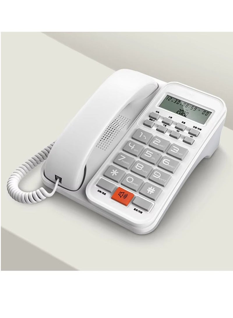 REFURA Large Button Corded Telephone, Wired Home Desktop Landline Phone with Caller ID, Handsfree Speakerphone, LED Screen, 2 Fast Dial White RE-223 - Image 3